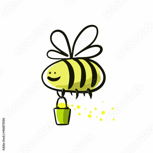 The Cheerful Bee drawing is made on a white background