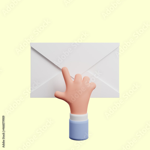 3d illustration of envelope icon with 3d hand
