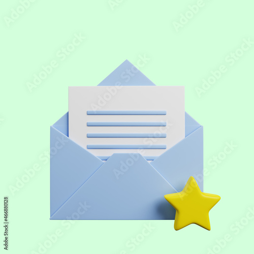Free Download 3d illustration of envelope icon with star,paper - GFXLoad