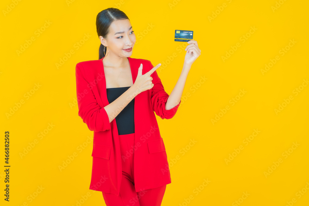Portrait beautiful young asian woman smile with credit card Portrait beautiful young asian woman smile with credit card