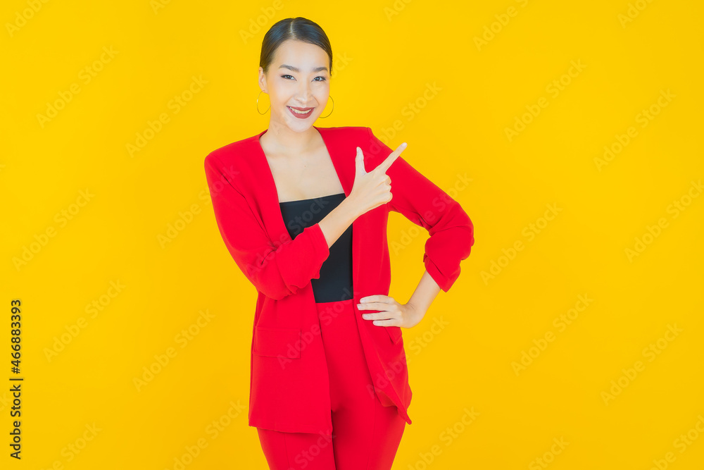 Portrait beautiful young asian woman smile with action Portrait beautiful young asian woman smile with action