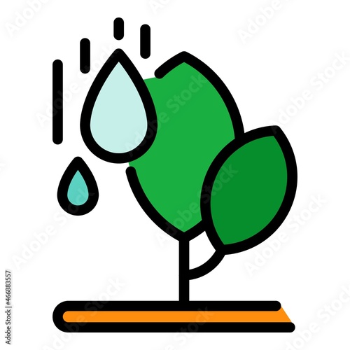 Drop plant icon. Outline drop plant vector icon color flat isolated