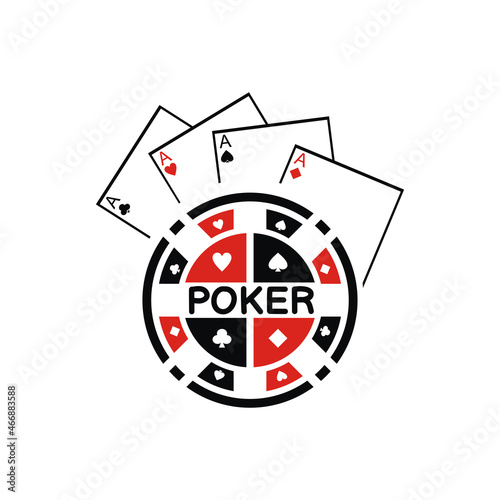 illustration vector graphic of poker chip with poker card, perfect for game, sport, gamble, casino, etc.