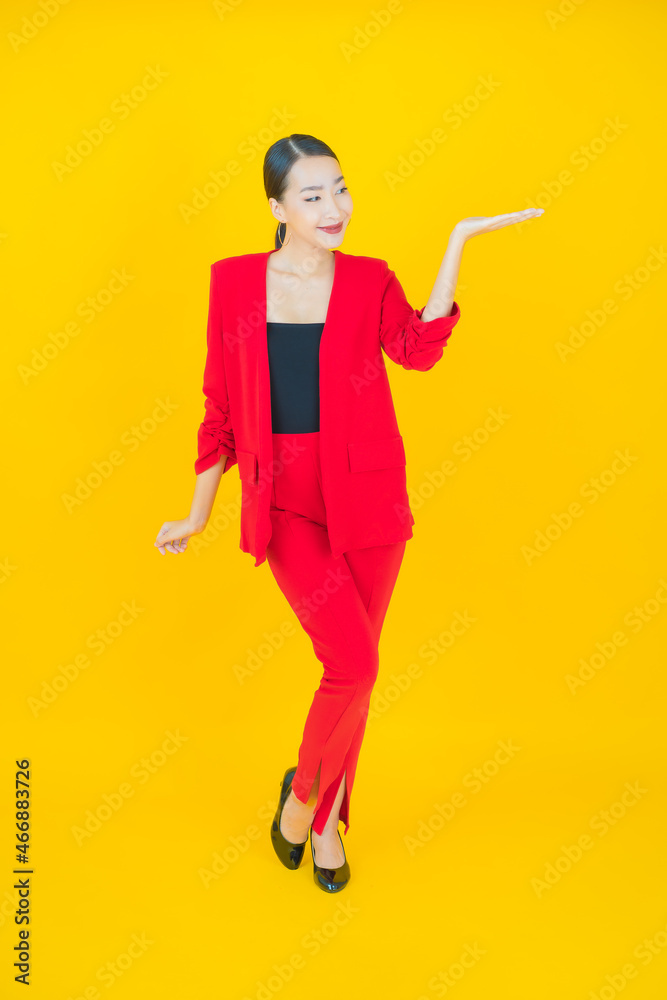 Portrait beautiful young asian woman smile with action Portrait beautiful young asian woman smile with action