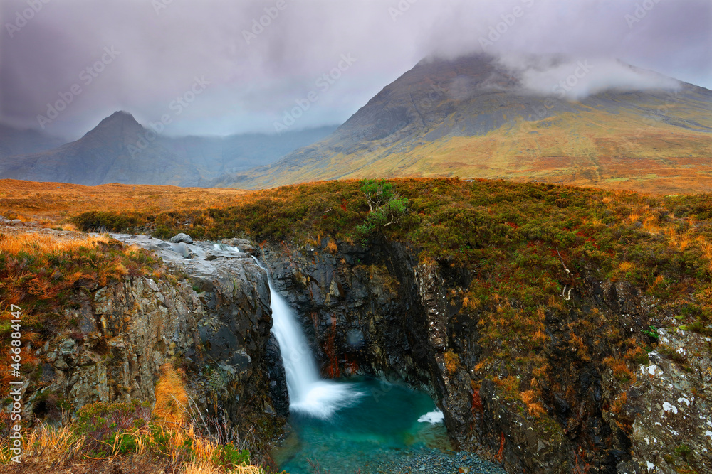 Fototapeta premium Fairy Pools in Autumn, Glen Brittle, Isle of Skye, Scotland, UK.