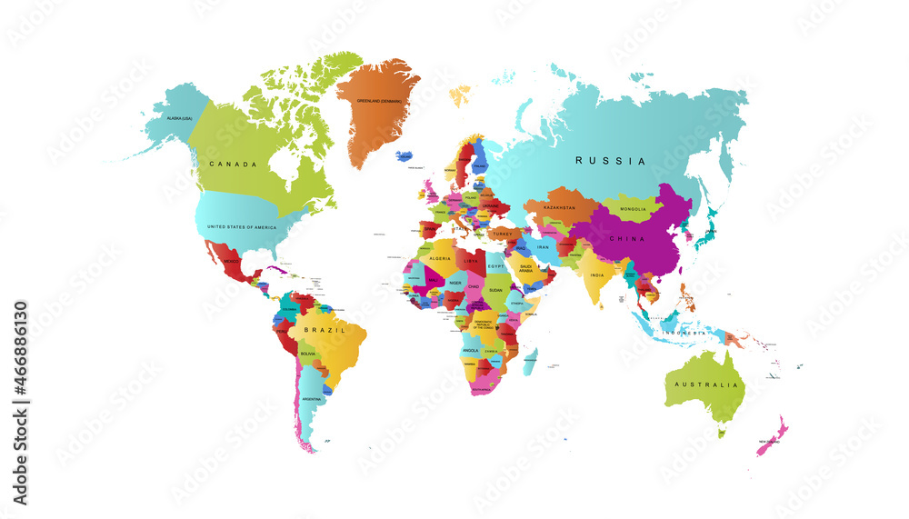 Obraz premium World map. Color vector modern. Silhouette map.