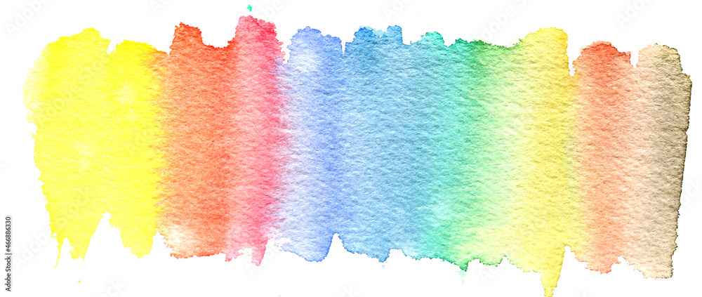 watercolor hand drawn rainbow splash, colorfool sketch, isolated