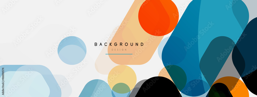 Color bubbles and rounded geometric shapes on white. Vector geometric minimal abstract background for wallpaper, banner, background, landing page