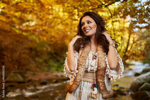 Beautiful young woman, autumnal portrait