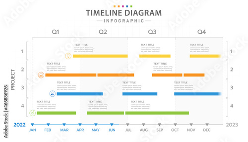 Infographic template for business. 12 Months modern Timeline calendar diagram with Gantt chart, presentation vector infographic.