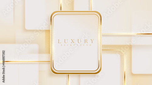 Luxury background with golden line and light glitter effect elements.