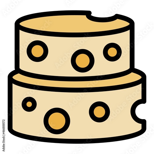 Farm cheese icon. Outline farm cheese vector icon color flat isolated