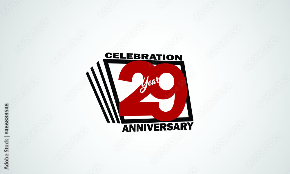 29 year anniversary celebration, book design style black and red color for event, birthday, gift card, poster-vector 29 year anniversary celebration, book design style black and red color for event, birthday, gift card, poster-vector