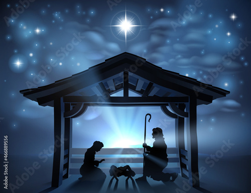 Christmas Nativity Scene Jesus Manger Silhouette