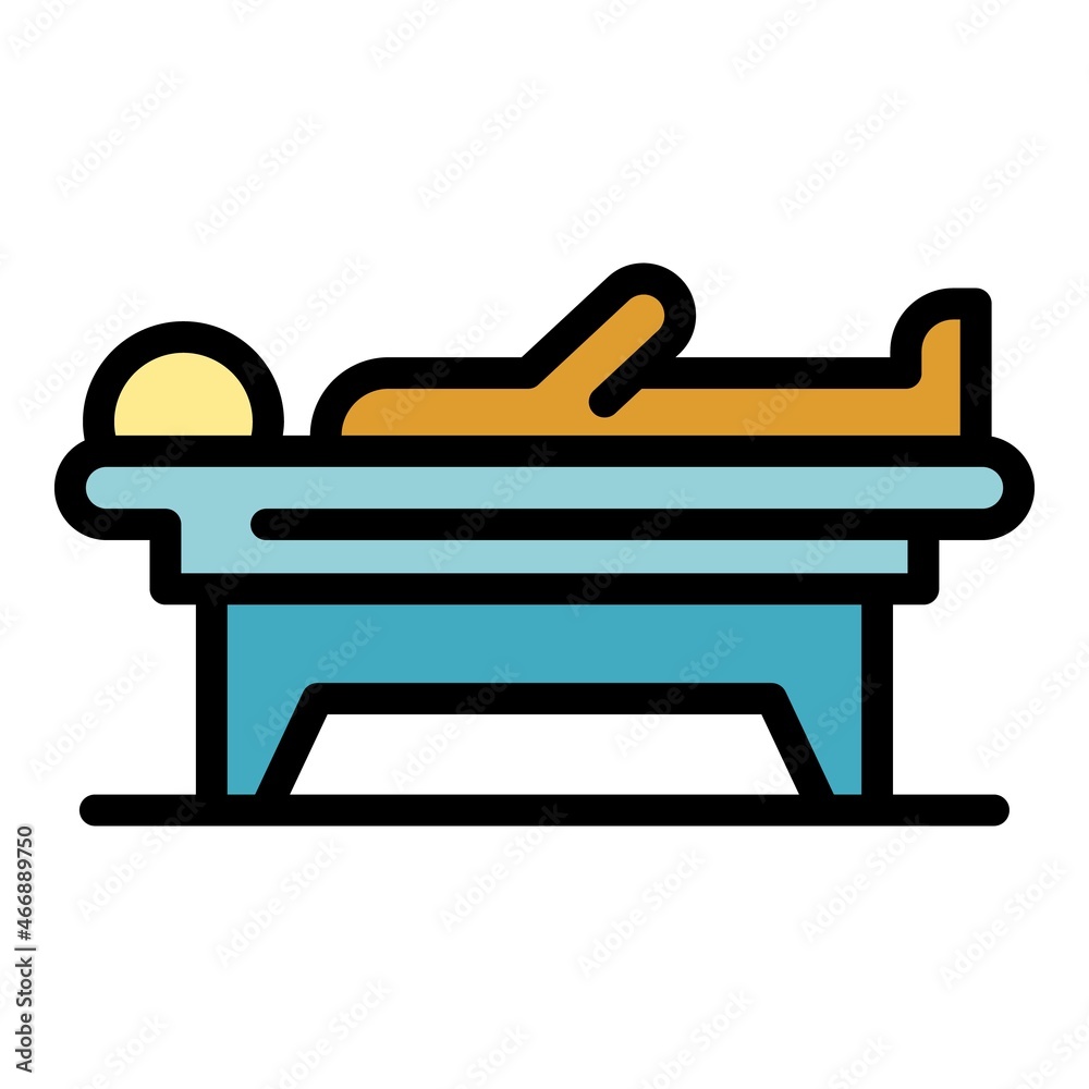 Handicapped man bed icon. Outline handicapped man bed vector icon color flat isolated Handicapped man bed icon. Outline handicapped man bed vector icon color flat isolated