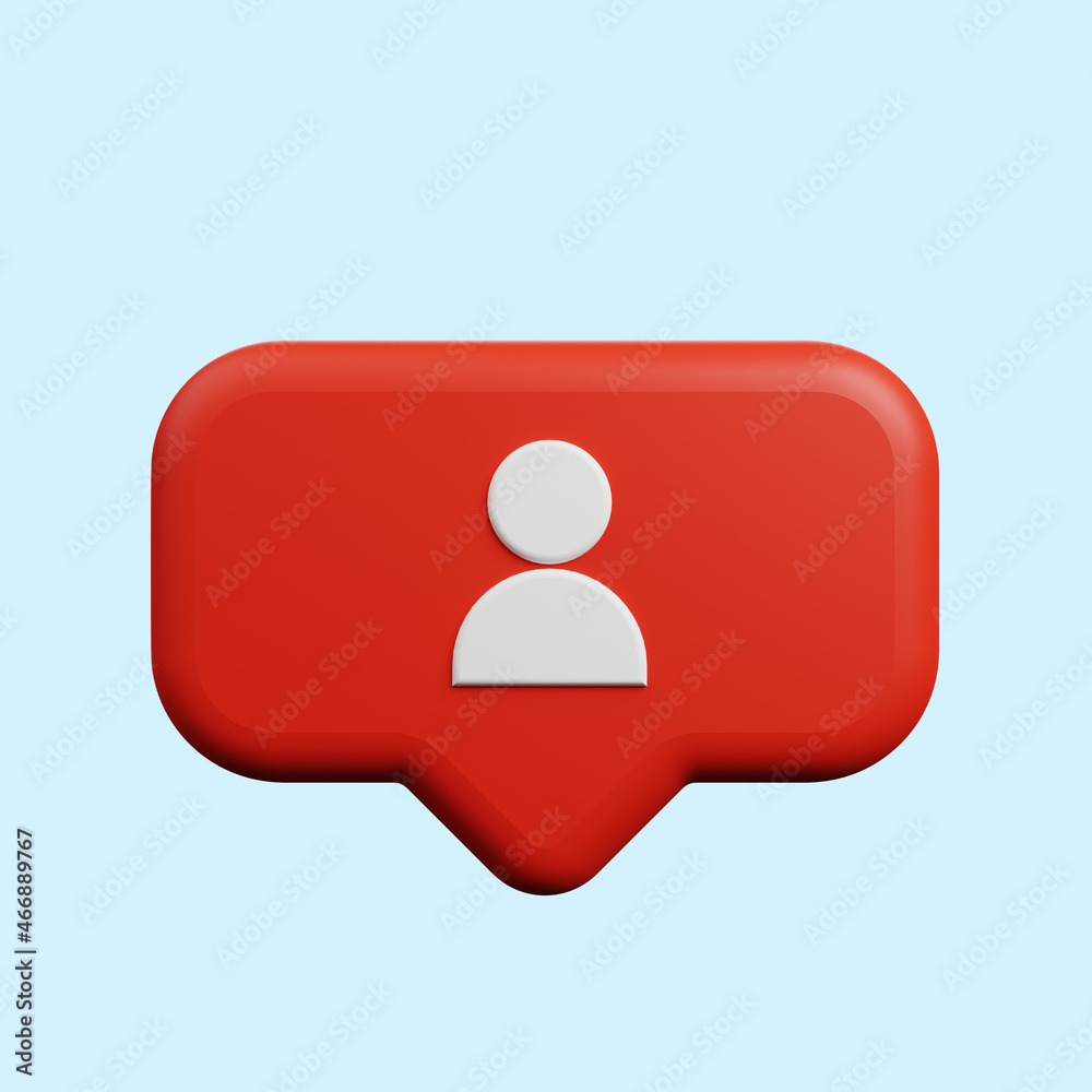 3d illustration of social media notification concept icon
