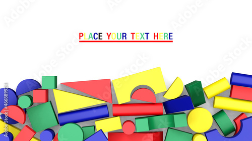 Colorful building block background modern design for banner, poster, flyer, cover, brochure. 3D rendering and illustration.