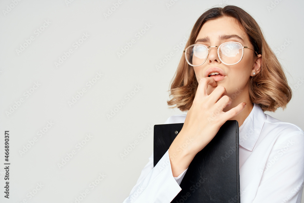 woman in suit official job office success emotions light background woman in suit official job office success emotions light background