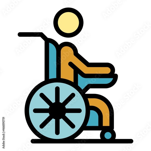 Wheelchair electric icon. Outline wheelchair electric vector icon color flat isolated