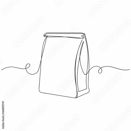 Vector continuous one single line drawing icon of paper bags in silhouette on a white background. Linear stylized.