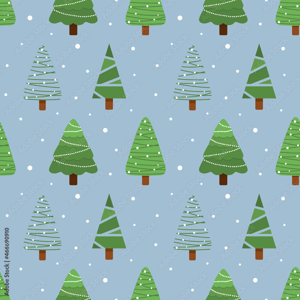 Seamless christmas pattern. Background with christmas trees. Perfect for wrapping paper, greeting cards, textile.
