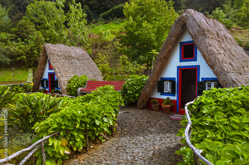 Traditional Madeira house in Santana Portugal photo