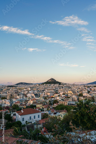 Aerial view of the Athens city, the Ancient Agora and Lycabettus Hill