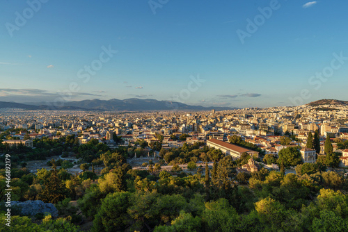 Aerial view of the Athens city, the Ancient Agora and Lycabettus Hill photo