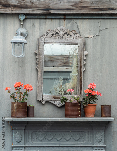Old Decorative Mirror above fireplace