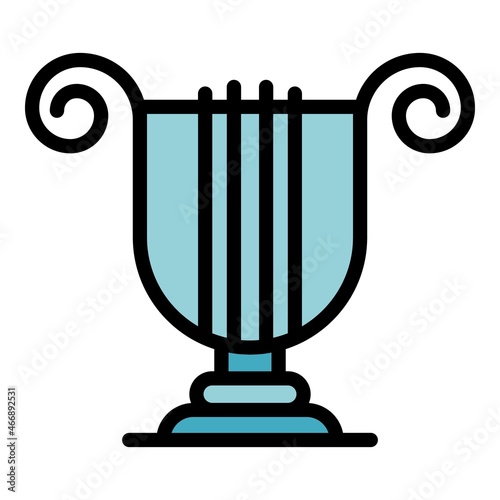 Greek ancient harp icon. Outline greek ancient harp vector icon color flat isolated