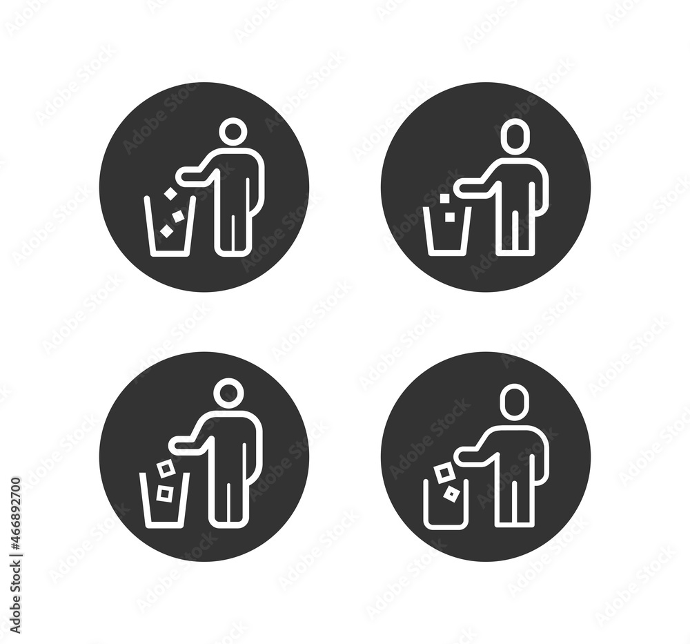 People drop garbage line icon design vector. Trash bin sign symbol. People drop garbage line icon design vector. Trash bin sign symbol.