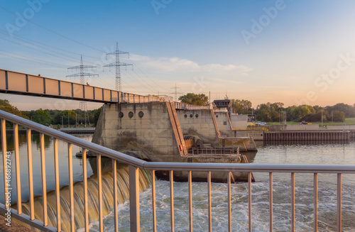 Staustufe Mühlheim am Main am Abend photo