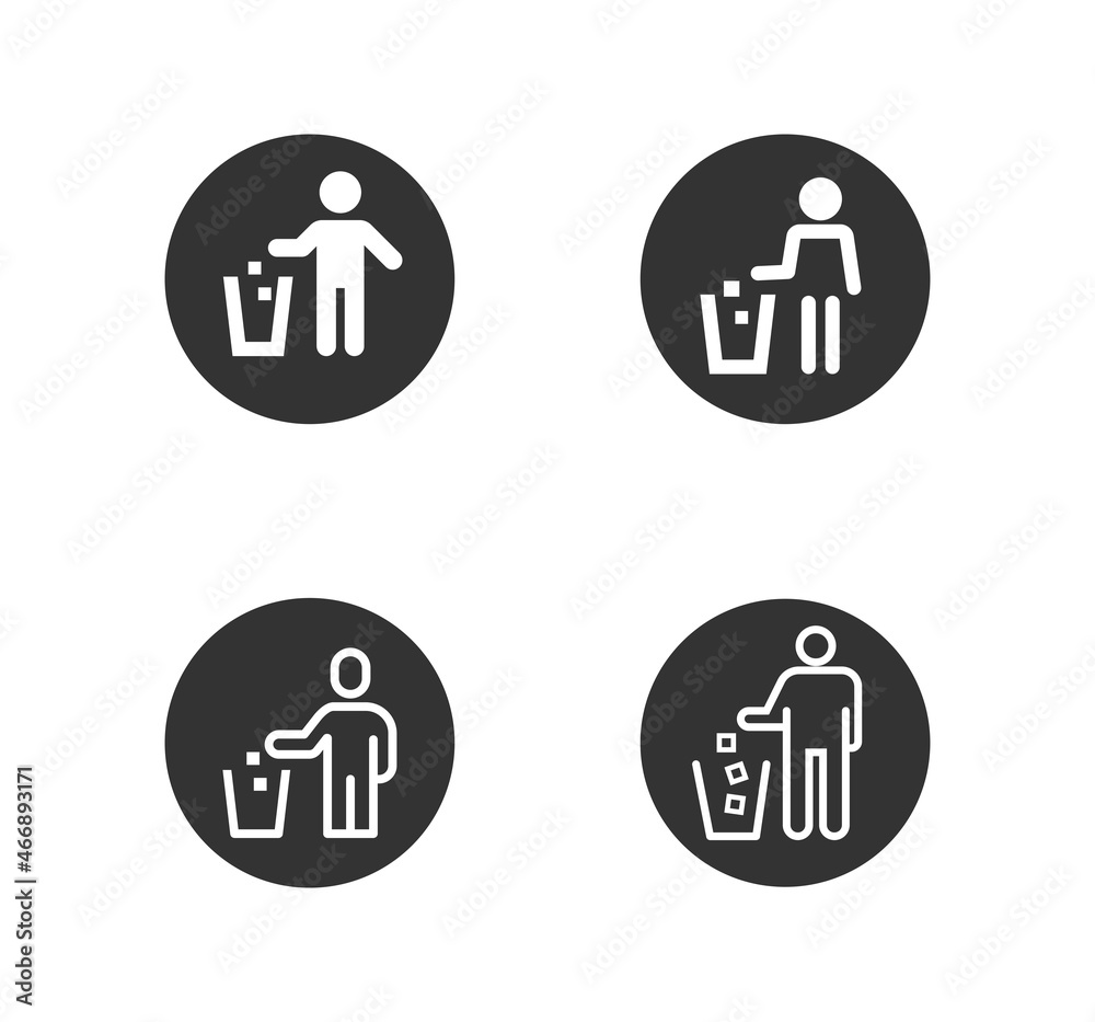 People drop garbage line icon design vector. Trash bin sign symbol. People drop garbage line icon design vector. Trash bin sign symbol.