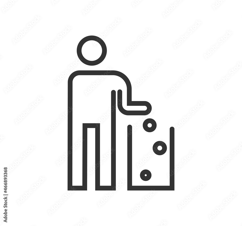 People drop garbage line icon design vector. Trash bin sign symbol. People drop garbage line icon design vector. Trash bin sign symbol.