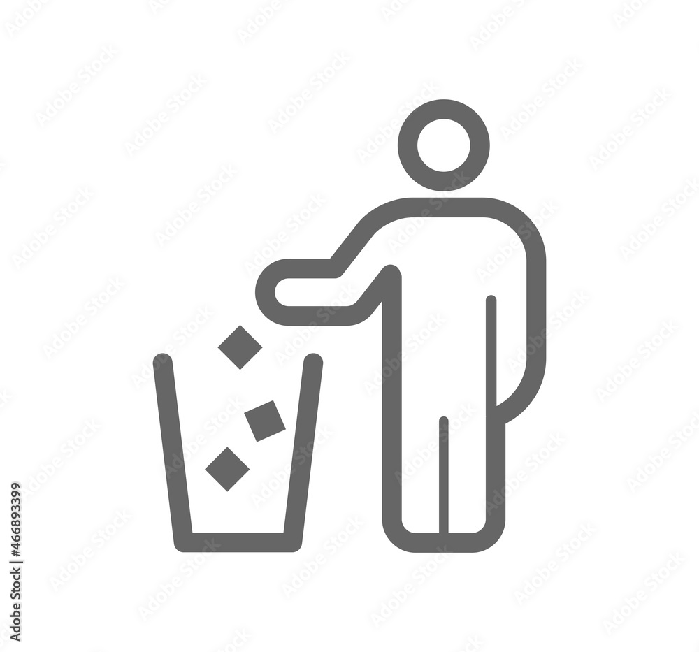 People drop garbage line icon design vector. Trash bin sign symbol. People drop garbage line icon design vector. Trash bin sign symbol.