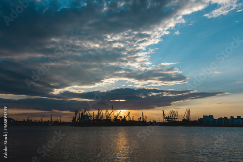 A Beautiful Sunset At Varna Port