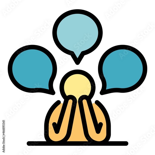 Thinking man icon. Outline thinking man vector icon color flat isolated