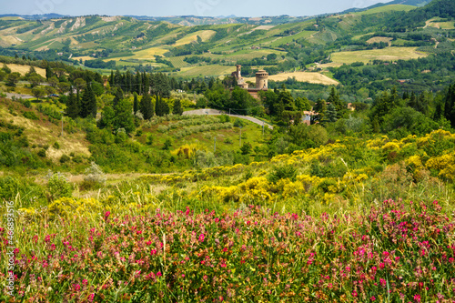 Rural landscape on the hills near Riolo Terme and Brisighella