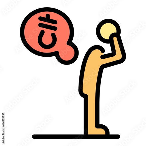 Suicide man icon. Outline suicide man vector icon color flat isolated