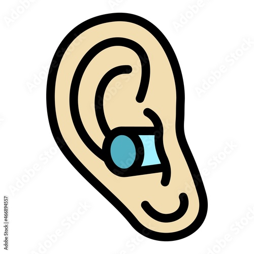 Ear plugs quiet icon. Outline ear plugs quiet vector icon color flat isolated