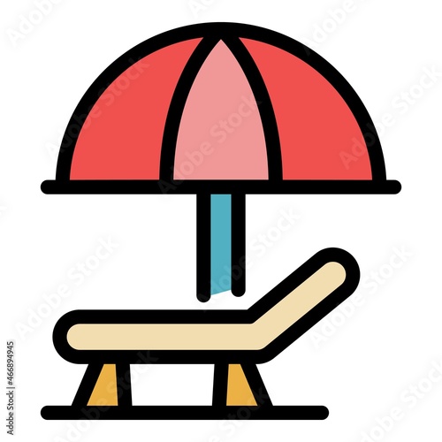 Quiet spaces beach deck icon. Outline quiet spaces beach deck vector icon color flat isolated