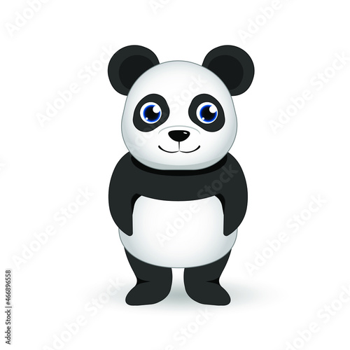 Panda vector print, baby shower card. hello panda cartoon illustration, greeting card, kids cards for birthday poster or banner, doodle invitation  © RSLN