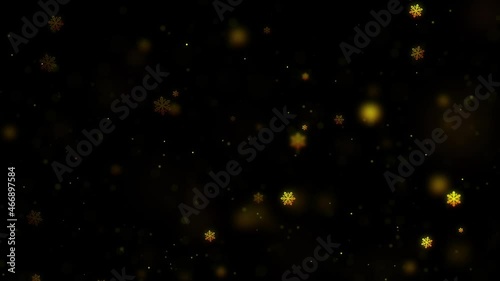 Golden snow flakes falling from sky very slow 4k footage