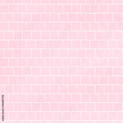 正方形 かわいいピンクのタイル壁紙背景 © 桜 マチ
