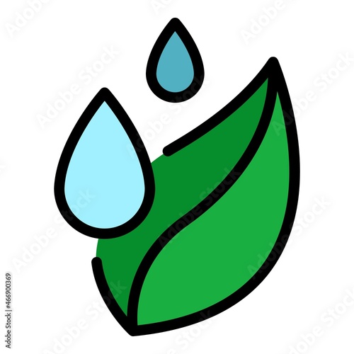Leaf drop essential oil icon. Outline leaf drop essential oil vector icon color flat isolated