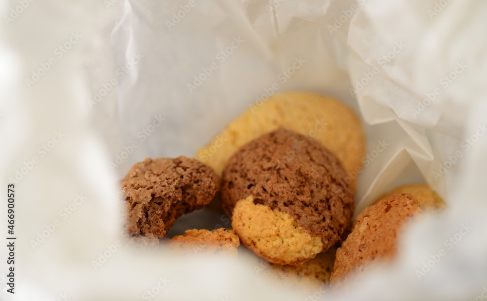 homemade cookies in a white paper bag homemade cookies in a white paper bag