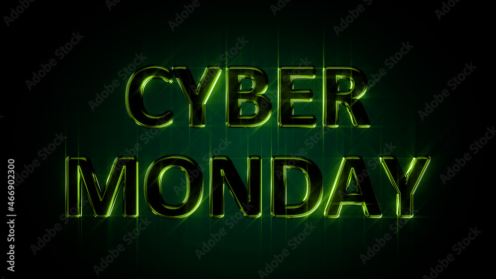bright glowing text for cyber monday give-away, isolated - object 3D illustration