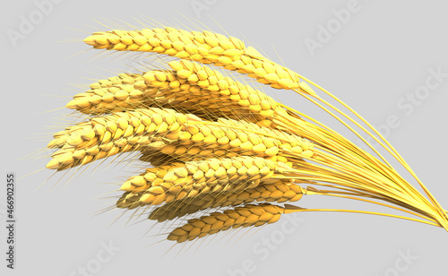 gold rye or wheat sheaf, farm harvest isolated - design nature 3D rendering