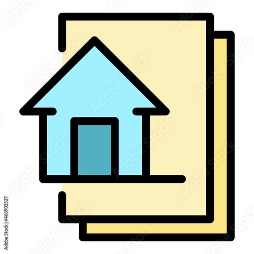 Home office papers icon. Outline home office papers vector icon color flat isolated