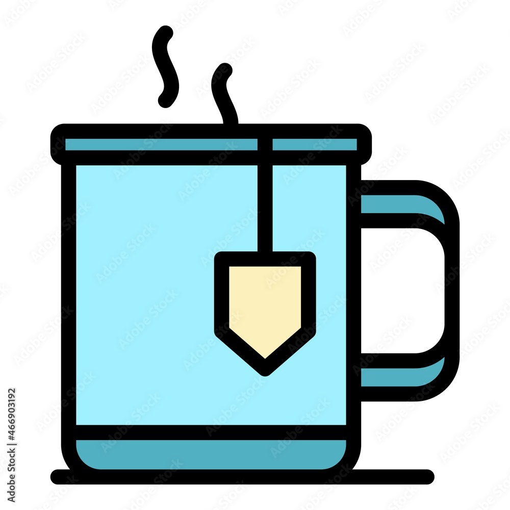 Home office tea mug icon. Outline home office tea mug vector icon color flat isolated